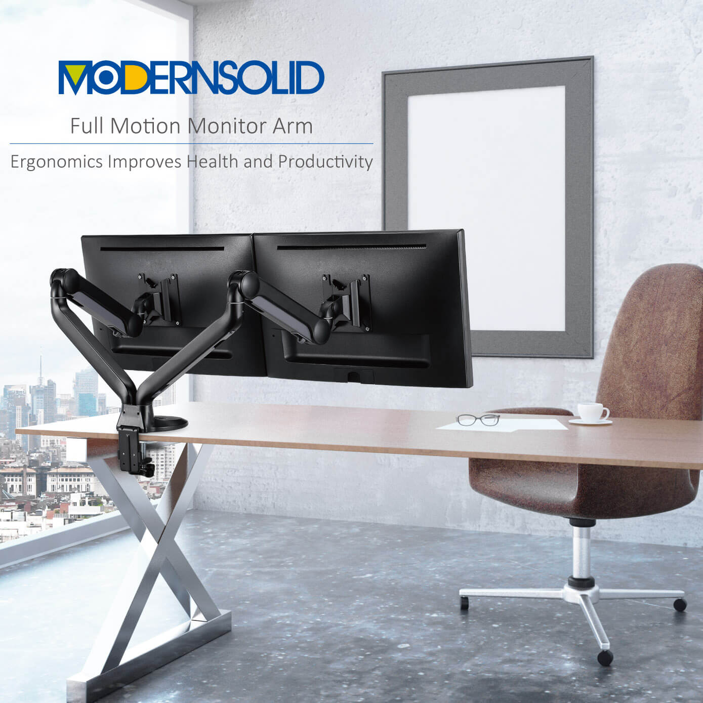 Full Motion 1802 Dual Monitor Gas Spring Mount Arm Manufacturer -  Modernsolid